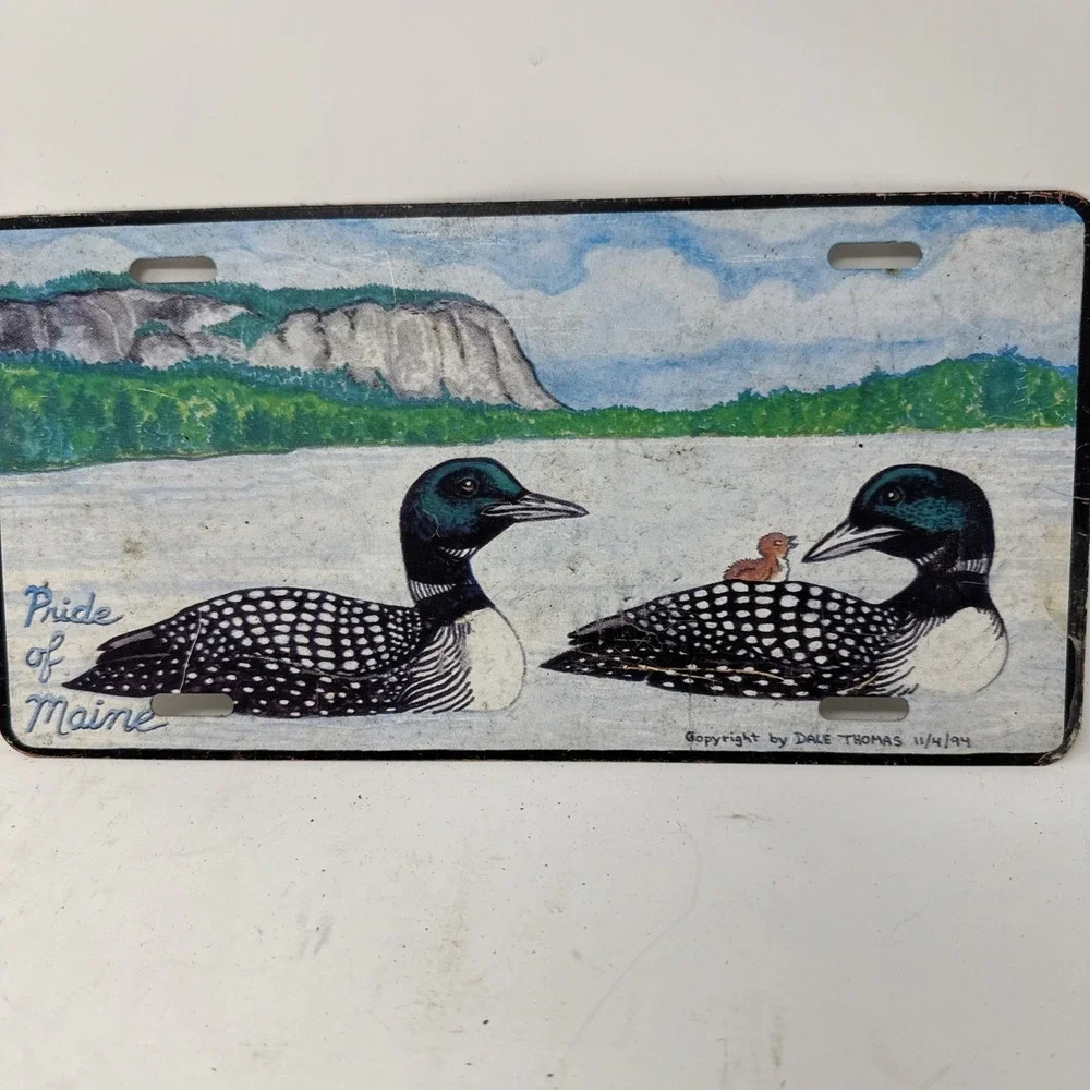 VTG 1994 Maine License Plate Mount Kineo Moosehead Lake Dale Thomas Loons